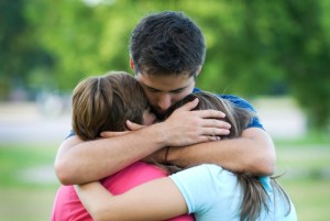 Family sad hug